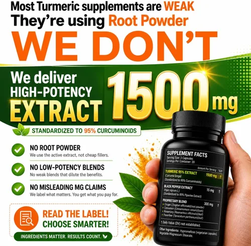 Miniatura 3 de Suplemento de curcumina de cúrcuma 19 veces más fuerte -1500 mg de cápsulas de extracto de curcuminoides al 95% - La forma más activa de curcumina