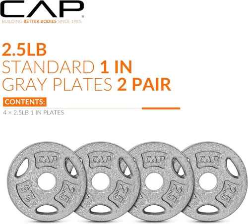Miniatura 2 de CAP Barbell Placas de peso de agarre estándar de 1 pulgada Gris