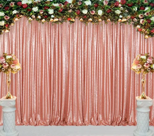 Miniatura 14 de ShinyBeauty Cortinas de Lentejuelas 2 Paneles 2ftx8ft Wine Telón de Fondo con Brillantina para Videos de YouTube Cortinas de Lentejuelas Borgoña