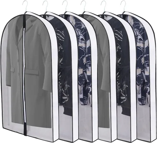 Miniatura 20 de Bolsas de ropa de 50 pulgadas para colgar ropa, fundas transparentes a prueba de trajes con refuerzos de 4 pulgadas para almacenamiento en armario