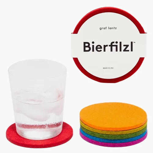 Miniatura 28 de Graf Lantz - Juego de 4 posavasos redondos de lana de merino Bierfilzl - Negro (círculos de 10 cm) - Absorbe el 30% del peso - Lana alemana