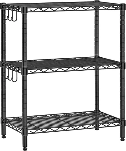 Folews Estante de Metal de 3 Niveles para Almacenamiento, Unidad de Estantería de Alambre Estante de Almacenamiento Organizador Estante Utilitario