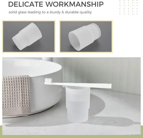Miniatura 6 de Vaso de vidrio, vaso de enjuague de baño esmerilado, vaso de repuesto para soporte de cepillo de dientes Aomasi Blanco esmerilado