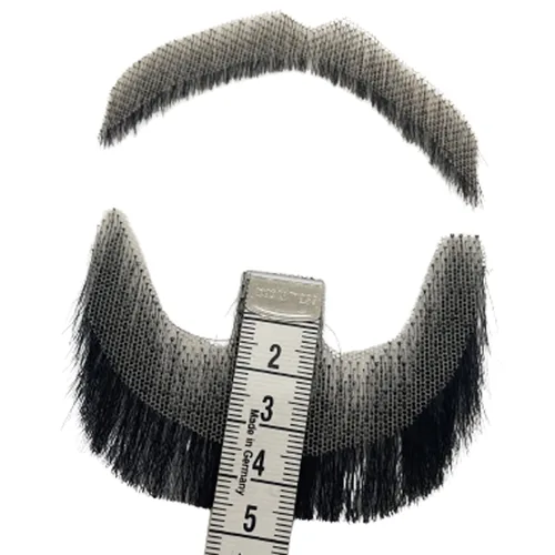 Miniatura 4 de Voloria Cabello humano con barba falsa, atado a mano, cabello facial de cabra negra, barbas falsas de encaje invisible para entretenimiento, drama