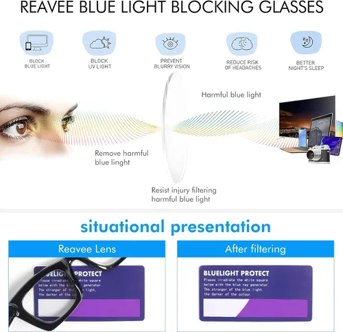 Miniatura 6 de REAVEE Oprah Style - Lentes de lectura para mujer, bloqueo de luz azul, elegantes y de gran tamaño, bisagra de resorte Negro/Rosa/Tortuga