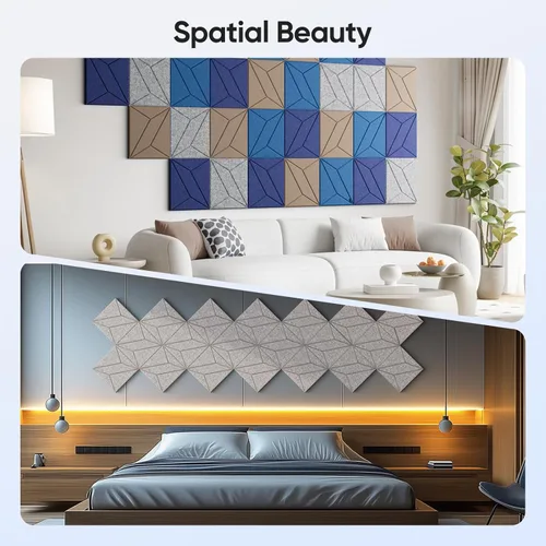 Miniatura 5 de Paquete de 12 paneles acústicos de 12 x 12 x 0.4 pulgadas para absorción de sonido de pared, paneles de sonido cuadrados autoadhesivos de rayas P