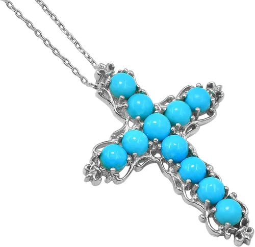 Natural 0.157 in redondo durmiente belleza turquesa piedra preciosa santa cruz colgante collar diciembre piedra natal turquesa joyería regalo de