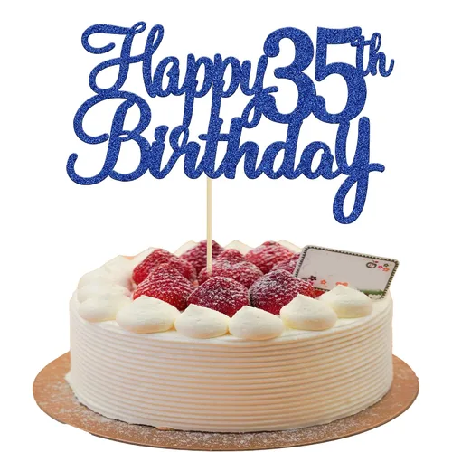 Miniatura 23 de Gyufise 1 decoración para pastel de cumpleaños número 10 con purpurina azul para tarta de 10 años de edad, decoraciones fabulosas para tartas