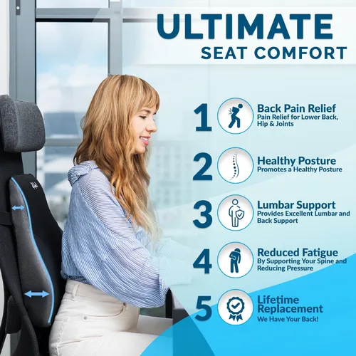 Miniatura 2 de ComfiLife Almohada de apoyo lumbar para silla de oficina – Almohada lumbar de espuma viscoelástica premium – Respaldo para silla de oficina, coche
