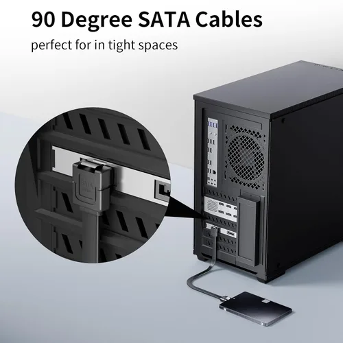 Miniatura 2 de BolAAzuL - Juego de 2 cables SATA III de ángulo recto y recto, cables de datos SATA de 90 grados + cable SATA 3 de recto a recto, cable SATA