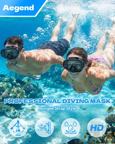 Miniatura 7 de Aegend Máscara de buceo para adultos y jóvenes, antivaho anti-UV, amplia visión, máscara de esnórquel para buceo, natación, esnórquel