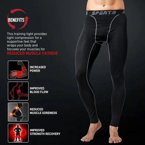 Miniatura 4 de Tesuwel Paquete de 1 o 2 pantalones de compresión para hombre, para baloncesto, atletismo, entrenamiento, correr, leggings deportivos para gimnasio