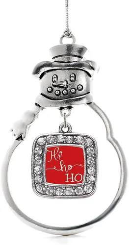 Miniatura 186 de Inspired Silver - Adorno de rodillo de reina - Adorno cuadrado de plata con muñeco de nieve con joyas de circonita cúbica