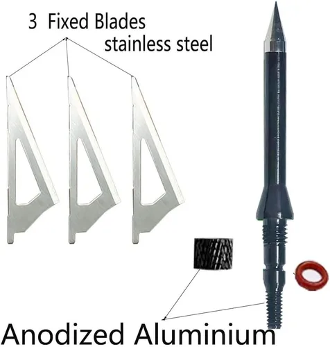 Miniatura 3 de 3 cuchillas de caza de 100/125 granos, cabezas de flecha atornilladas, puntas de flecha compatibles con ballesta y arco compuesto + 1 estuche