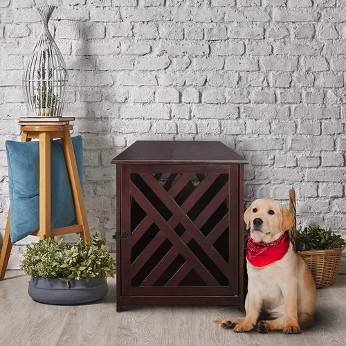 Miniatura 13 de Casual Home - Jaula mediana de madera para mascotas, mesa auxiliar, color nogal, 27.50" x 20.00" x 24.00