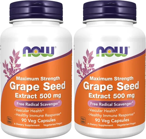 Miniatura 10 de Now Supplements, extracto de semilla de uva, fuerza máxima 500 mg (un extracto altamente concentrado con un mínimo de 90% de polifenoles), 90