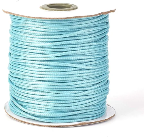 Miniatura 19 de Cordón de poliéster encerado coreano de 100 yardas, hilo de cordón trenzado beige para collar, cuerda de alambre de 0.079 pulgadas con carrete