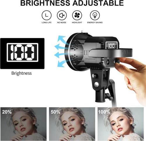 Miniatura 3 de GVM - Luz de video de 80 W, luces de estudio para fotografía, kit de iluminación Softbox con soporte Bowens, temperatura de color CRI97+ 5600K, caja