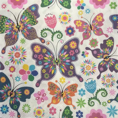 Servilletas de papel de 20 unidades, 13 x 13 pulgadas, diseño de mariposas, 3 capas, estampado de mariposas, para arte, cena y fiesta, servilletas