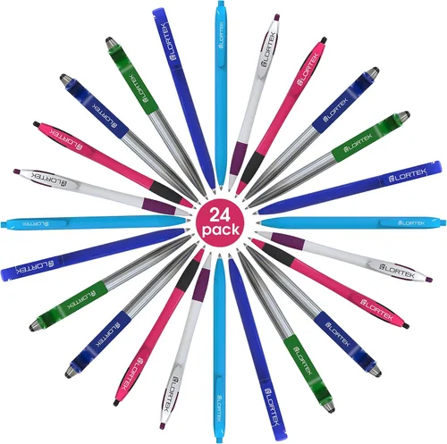Miniatura 5 de Lortek - Paquete de 6 bolígrafos retráctiles para escribir – Punta media, tinta negra para tomar notas, diario, planificadores, escuela, trabajo