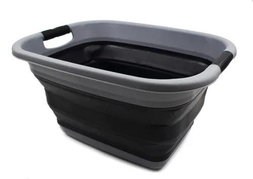 SAMMART Cesta de lavandería plegable de 25L (6.6 galones) - Contenedor/organizador de almacenamiento plegable - Contenedor de lavado portátil - Gris
