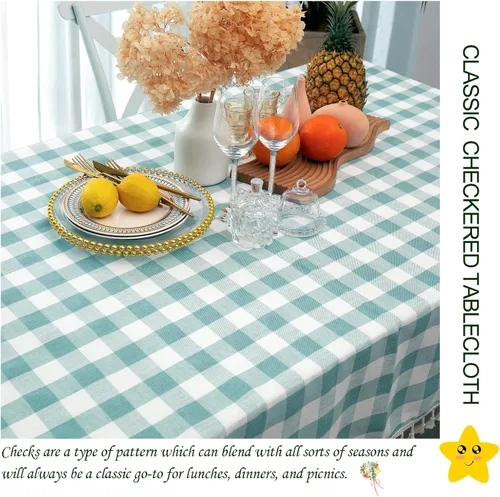 Miniatura 2 de Midsummer Breeze - Mantel a cuadros cuadrado de mezcla de algodón y colección Gingham, ideal para cocina, restaurante, casa de campo, decoración