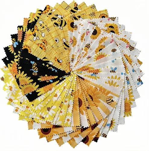 Cuadrados de tela de abeja de miel de 5 x 5 pulgadas para acolchado de bebé, paquetes de dijes de tela para edredones de girasoles de 5 pulgadas,