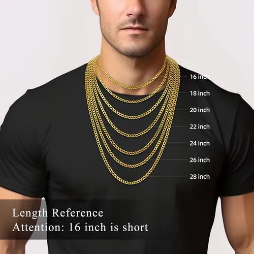 Miniatura 3 de 18K Gold Plated 4mm Sterling Silver Cuban Link Chain for Men, Solid 925 Sterling Silver Chain for Men Women, Diamond-Cut Chains for Men