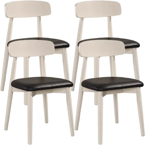 Miniatura 11 de YVYKFZD Solid Wood Dining Chairs, Armless Dining Room Chair Set, Leather Upholstered Kitchen Chairs, Comfy Side Chair with Curved Back, for