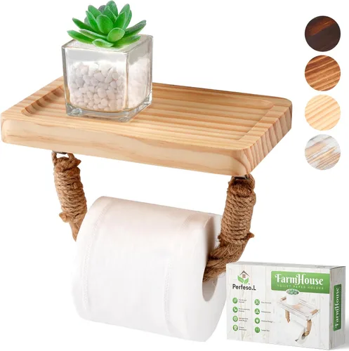 Miniatura 12 de Soporte de papel higiénico de granja, cuerda costera de playa, decoración de baño, toallero de madera rústica, soporte de pared, soporte de rollo