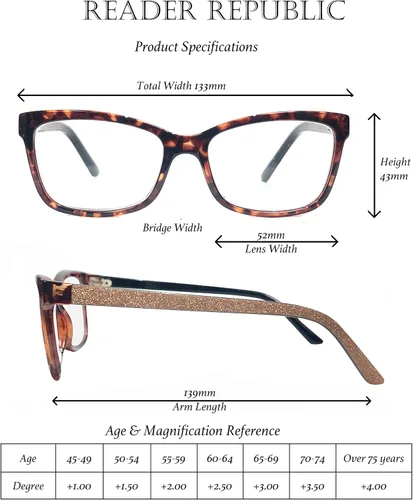 Miniatura 5 de Lectores de alta calidad anti luz azul para mujer, marcos acrílicos con diseño de brazo con purpurina, gafas de lectura ligeras
