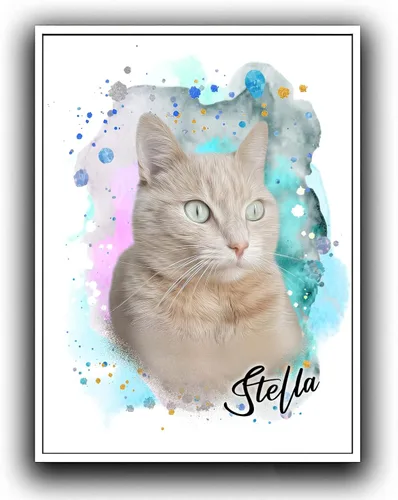 Miniatura 4 de Pintura de acuarela personalizada con retrato de perro y gato, impresiones en lienzo enmarcadas con tus fotos, arte de pared para decoración