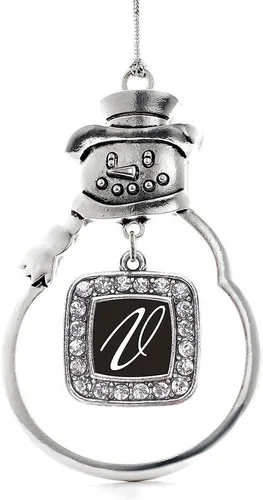 Miniatura 179 de Inspired Silver - Adorno de rodillo de reina - Adorno cuadrado de plata con muñeco de nieve con joyas de circonita cúbica