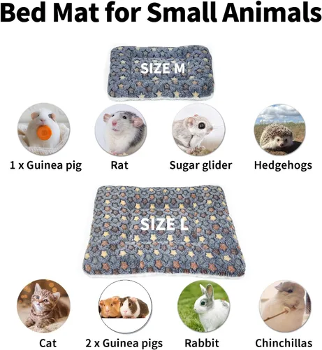 Miniatura 6 de Amakunft 2 Piezas Alfombrillas Lavables para Cama de Conejillo de Indias, Almohadilla de Cama de Invierno de Conejo para Interiores, Colchón Cálido