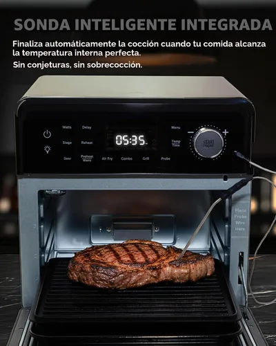 Miniatura 6 de Nuwave Horno freidora de aire 2026 y peine de parrilla, placa de parrilla alimentada con enchufe para el verdadero sabor y marcas de Char, puerta