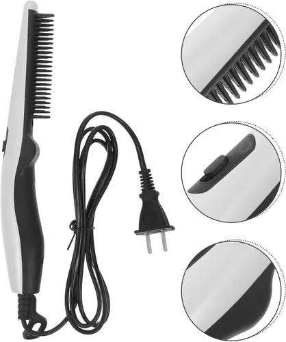 Miniatura 9 de FOMIYES Peine para alisar el cabello y alisador de barba - Peine de peluquería portátil eléctrico, color blanco