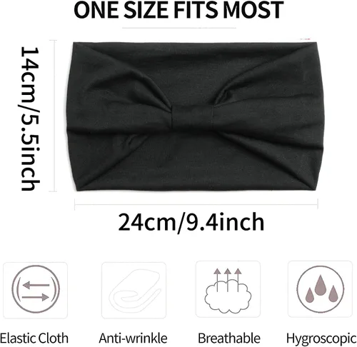 Miniatura 47 de K-Elewon Paquete de 3 diademas elásticas anchas para mujer, bandas para el cabello para yoga, deportes