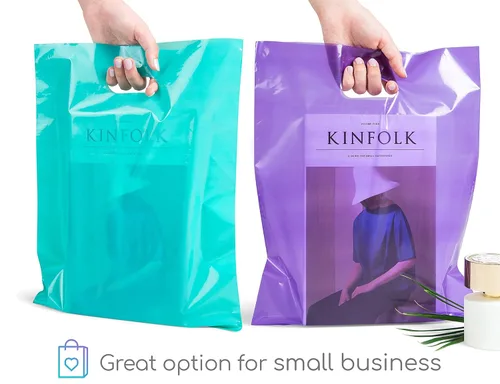Miniatura 3 de Choice Marts 200 bolsas para mercancía color verde azulado y morado de 2 mil extragruesas y 12" x 15", bolsas de plástico brillantes para ventas al