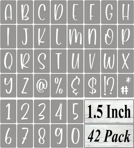 Miniatura 18 de Plantillas de letras del alfabeto de 4 pulgadas para pintar, paquete de 42 plantillas de letras y números con letreros para pintar sobre madera