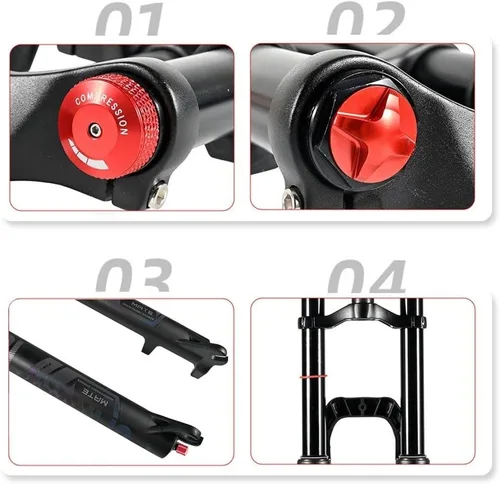 Miniatura 5 de DH - Horquilla de suspensión para bicicleta de montaña, 27.5/29 pulgadas, horquilla de viaje de 5.906 in, 1-1/8 recta, doble corona, horquilla