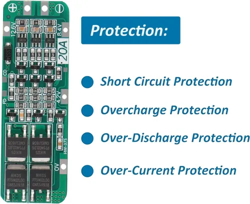 Miniatura 4 de 6 unids 3S 20A BMS 18650 Li-ion Módulo Cargador de Batería de Litio BMS Placa de Protección PCB 11.1V 12V 12.6V Módulo Sobredescarga/Sobrecorriente