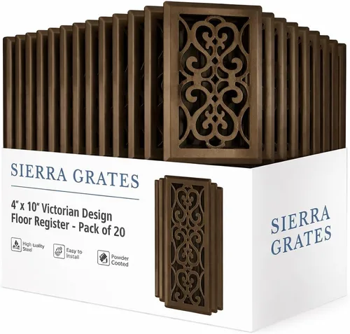 Miniatura 35 de Registro victoriano de piso de 4 x 10 pulgadas en acabado gris granito - Cubiertas de ventilación para piso del hogar - Cubiertas decorativas