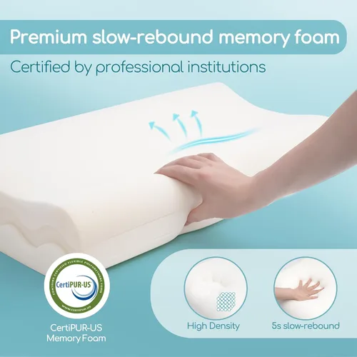 Miniatura 5 de Almohada ergonómica de espuma viscoelástica para el cuello, tela refrescante, almohada sándwich ajustable para aliviar el dolor de cuello