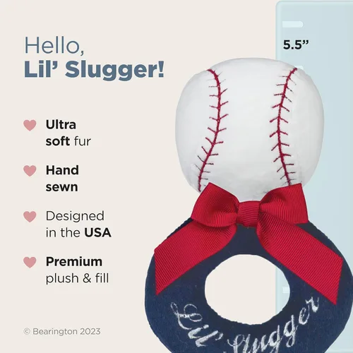 Miniatura 2 de Bearington Baby Lil Slugger Boy 's béisbol de peluche sonajero 5.5