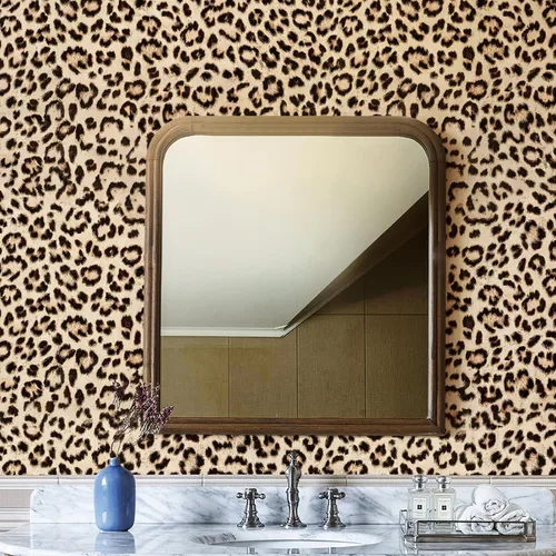 Miniatura 6 de HueBurst - Papel pintado de leopardo de 17.3"x120" despegar y pegar, papel de contacto autoadhesivo, papel pintado marrón extraíble, impermeable