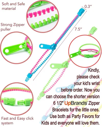 Miniatura 9 de UpBrands 120 pulseras de amistad con cremallera de 7.5 pulgadas, regalos de Pascua para niños, juguetes silenciosos para aliviar el estrés, kit