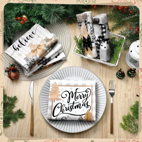 Miniatura 5 de FuWeave 6 piezas de toallas de cocina de Navidad para granja, toallas de mano de invierno 21.26 x 14.17 pulgadas, toallas de cocina absorbentes