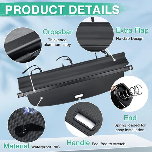 Miniatura 4 de Powerty Cubierta de Carga para VW Volkswagen Tiguan 2018-2024, Accesorios Cubierta de Maletero Retráctil Sombra Protectora de Maletero, Cubierta