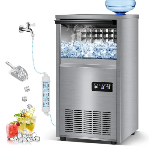 Miniatura 15 de Máquina comercial para hacer hielo en pepitas con contenedor de almacenamiento de 12 libras, 70 libras/24 horas de acero inoxidable debajo