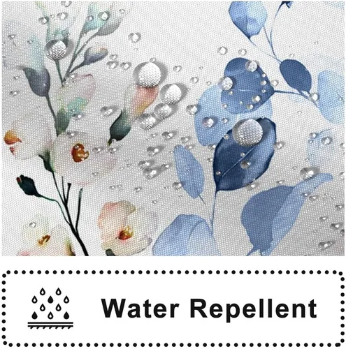 Miniatura 4 de Cortina de ducha pequeña de eucalipto azul acuarela, juego de cortinas de ducha pequeñas impermeables con diseño floral de primavera con ganchos, 36